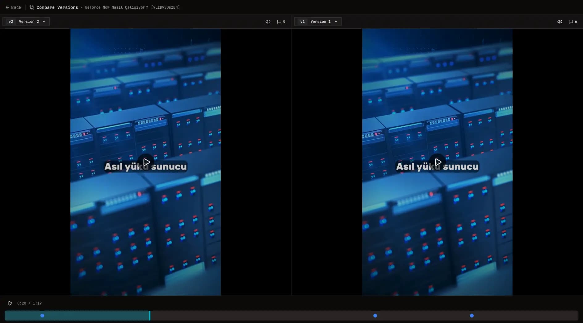 OpenFrame side-by-side version compare